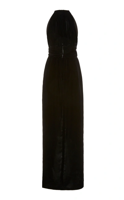 Shop Oscar De La Renta Women's Embellished Halterneck Velvet Maxi Dress In Black