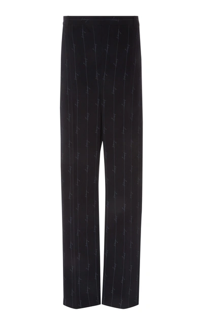 Shop Balenciaga Pinstriped Twill Straight-leg Pants In Print