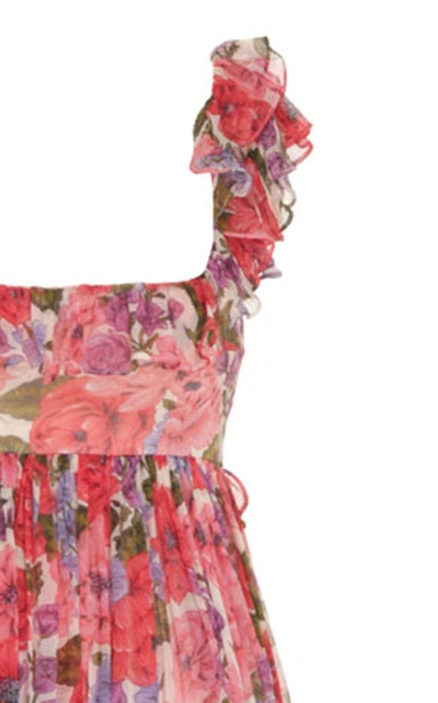 Shop Zimmermann Women's Poppy Frill-trimmed Silk Midi Dress In Floral