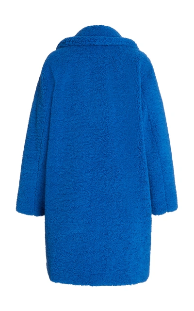 Shop Apparis Anouck Double-breasted Faux Shearling Coat In Blue