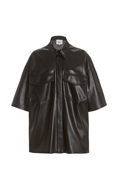 Shop Nanushka Roque Oversized Vegan Leather Shirt In Black