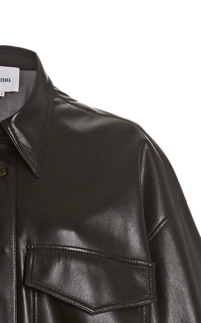 Shop Nanushka Roque Oversized Vegan Leather Shirt In Black