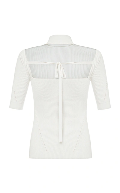 Shop Anna October Yves Ribbed-knit Top In White