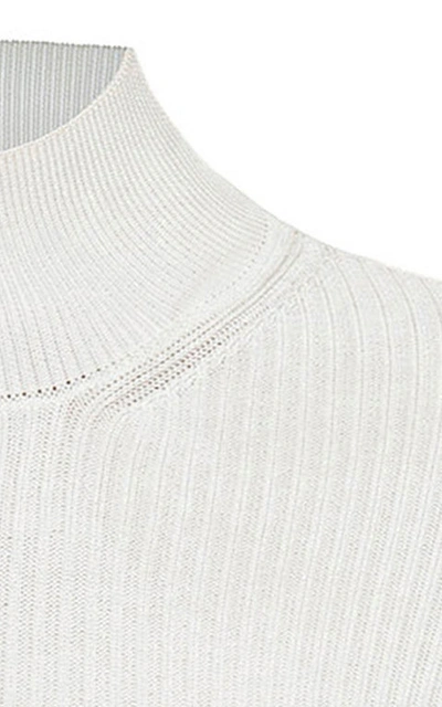 Shop Anna October Yves Ribbed-knit Top In White