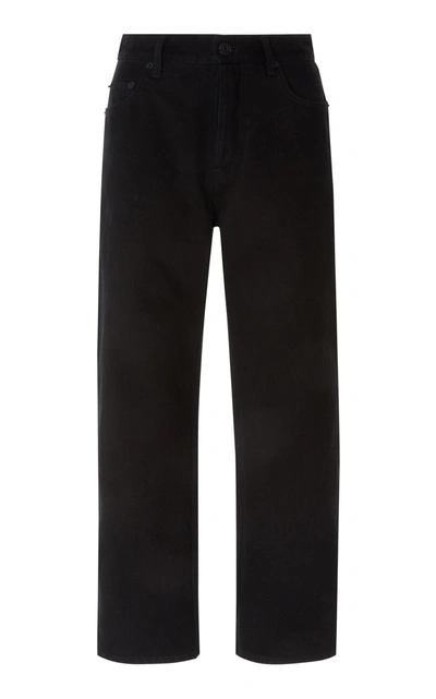 Shop Balenciaga Cropped Rigid High-rise Straight-leg Jean In Black