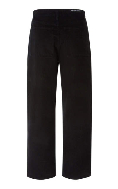 Shop Balenciaga Cropped Rigid High-rise Straight-leg Jean In Black
