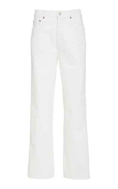 Shop Agolde Pinch Waist Stretch High-rise Kick Jeans In White