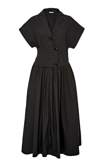 Shop Co Tton-poplin Midi Dress In Black