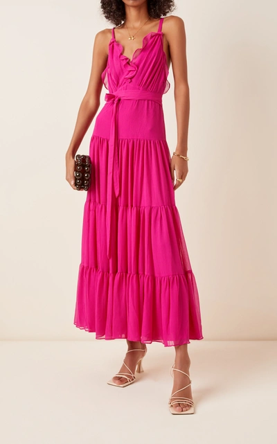 Shop Alexis Tasha Ruffled Tiered Chiffon Maxi Dress In Pink