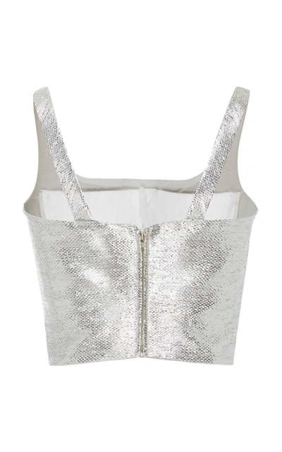 Shop Brandon Maxwell Metallic Cotton-blend Bustier Top