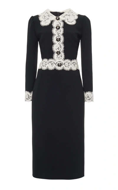 Shop Dolce & Gabbana Women's Nero Lace-trimmed Cady Dress In Black