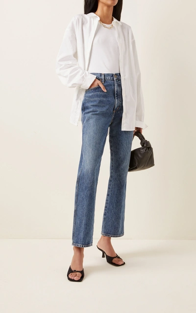 Totême Espera Ribbed Stretch Cotton-blend Top In White