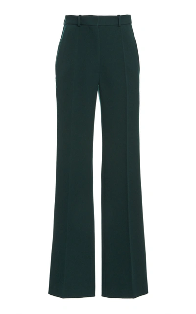 Shop Victoria Beckham High-rise Flared Wool Pants In Green