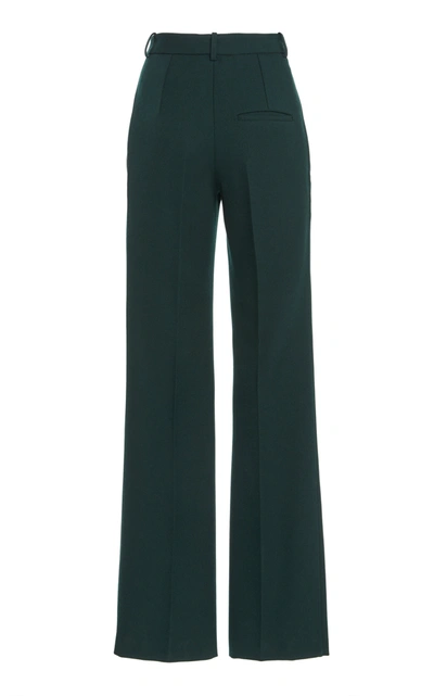 Shop Victoria Beckham High-rise Flared Wool Pants In Green