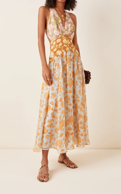 Shop Zimmermann Women's The Lovestruck Tri-printed Linen Midi Dress In Floral