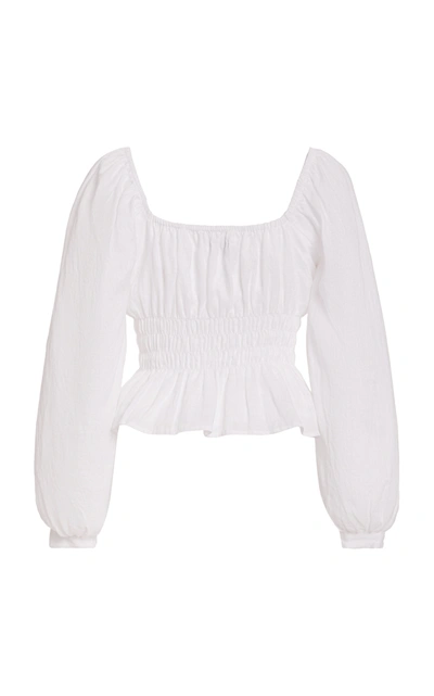 Shop Faithfull The Brand Women's Bellano Smocked Linen Top In White