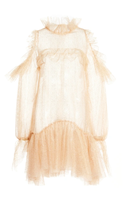 Shop Luisa Beccaria Ruffled Tulle Mini Dress In Pink