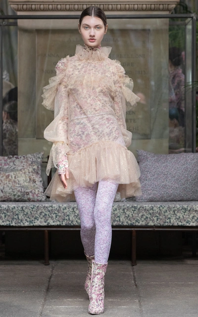 Shop Luisa Beccaria Ruffled Tulle Mini Dress In Pink