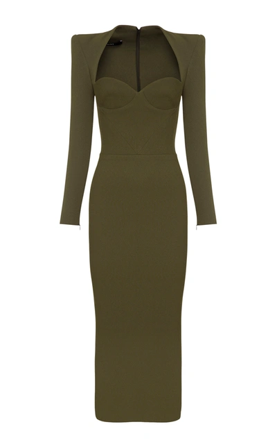 Shop Alex Perry Women's Ambrose Sweetheart-neck Crepe Midi Dress In Green