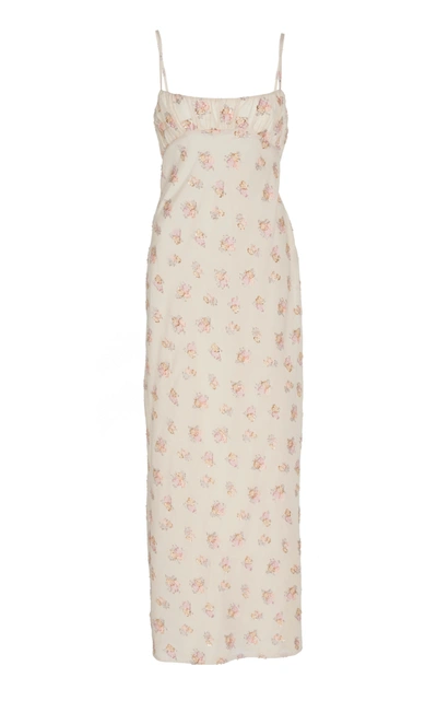 Shop Maggie Marilyn Dressed In Best Floral-embroidered Cotton-blend Midi Dress In Print