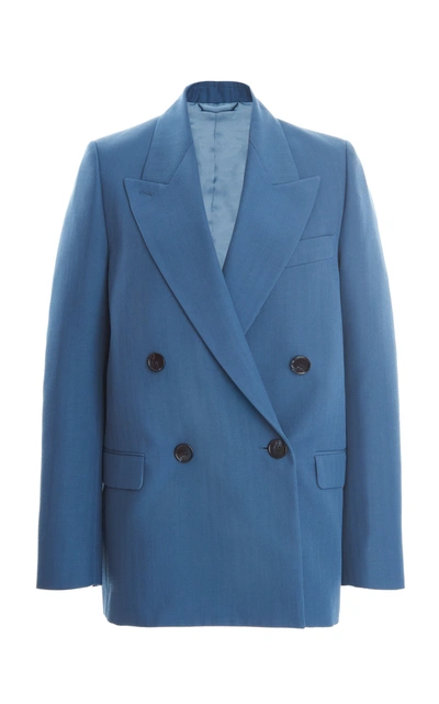 Shop Acne Studios Janny Double-breasted Twill Blazer In Blue