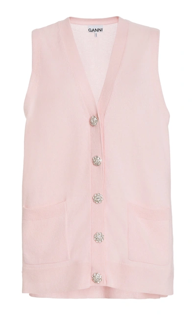 Shop Ganni Cashmere Knit Vest In Pink