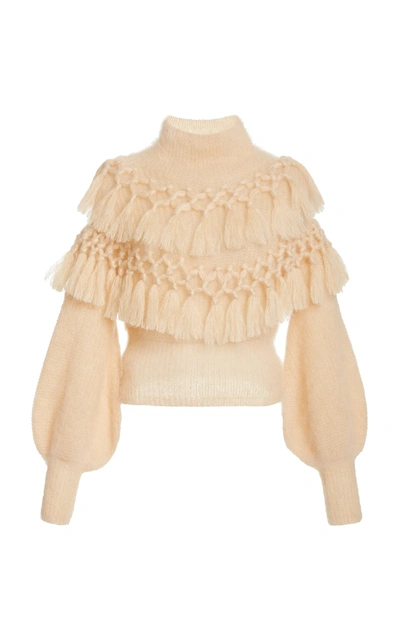 Shop Zimmermann Women's Ladybeetle Tassel-trimmed Mohair-silk Sweater In White