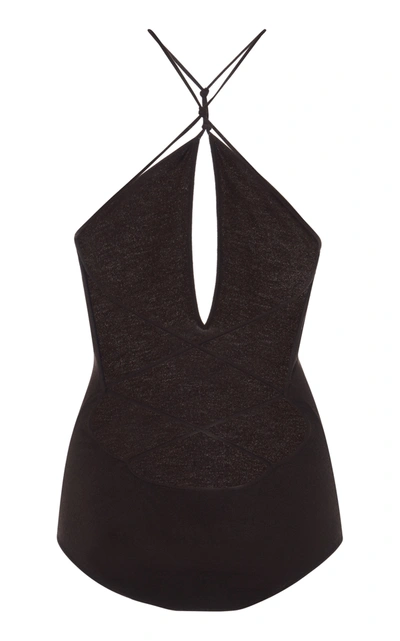 Shop Bottega Veneta Twist-neck Cashmere-blend Bodysuit In Black