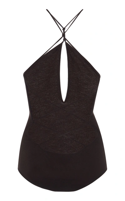 Bottega Veneta Twist-neck Cashmere-blend Bodysuit In Black