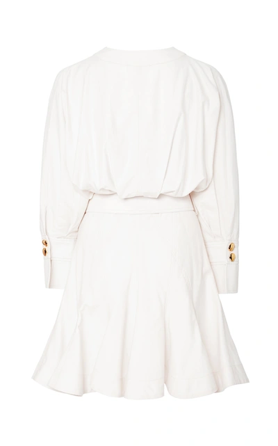 Shop Acler Bastor Belted Cotton Mini Dress In White