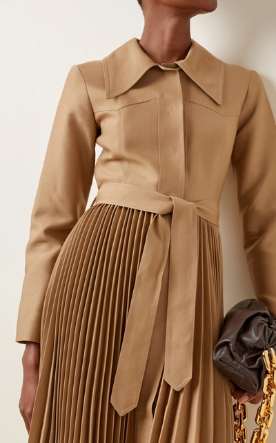 Shop A.w.a.k.e. Women's Pleated Wool-silk Coat Dress In Neutral