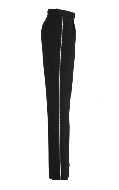 Shop Area Crystal-embellished Straight-leg Trousers In Black