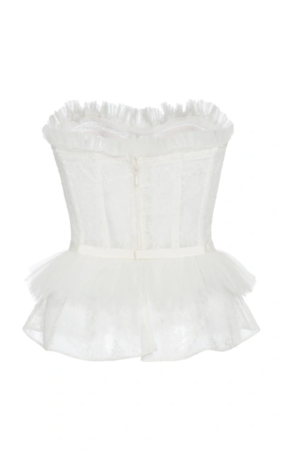 Shop Zuhair Murad Women's Woolf Ruffled Lace Bustier Top In White