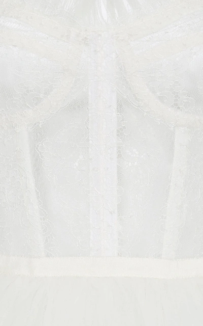 Shop Zuhair Murad Women's Woolf Ruffled Lace Bustier Top In White