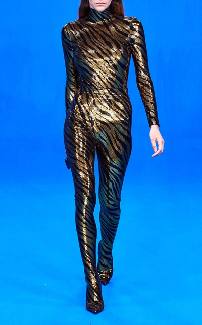 Shop Balenciaga Women's Sequined Zebra Print Top In Animal