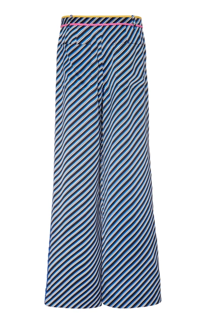 Shop Tory Burch Contrast Binding Printed Pajama Pant In Stripe