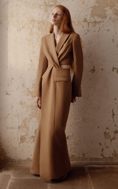 Shop Anna Quan Women's Anja Cutout Wool-blend Dress In Brown