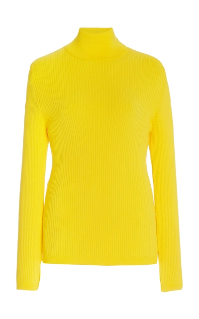 Shop Fusalp Women's Ancelle Ribbed Knit Top In White,yellow