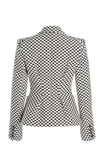 Shop Erdem Ernest Checkered Cotton-blend Jacket In Black/white