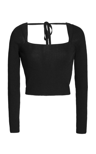 Shop Anna October Women's Cropped Wool-blend Sweater In Black,red