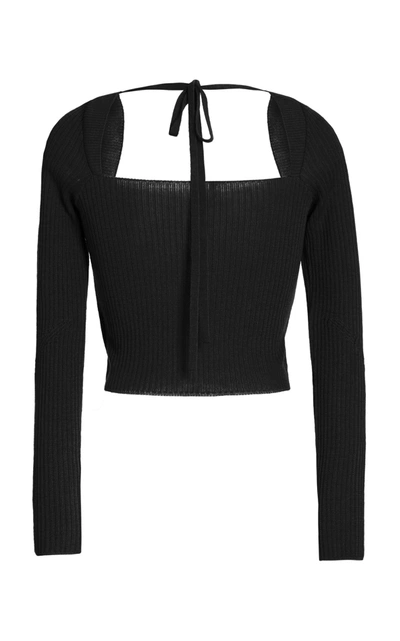 Shop Anna October Women's Cropped Wool-blend Sweater In Black,red