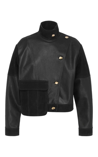 Shop Aje Motocyclette Leather Patch Jacket In Black