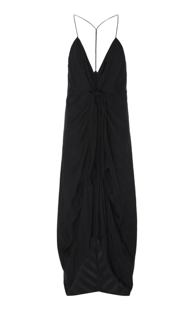 Shop Significant Other Daphne V-neck Cupro Midi Dress In Black