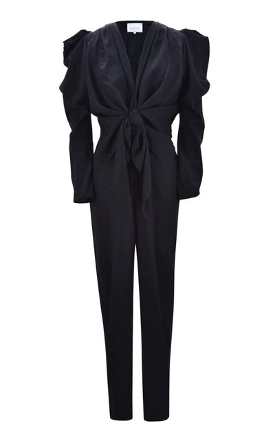 Shop Johanna Ortiz Women's Splendid Isolation Tie-front Jacquard Jumpsuit In Black