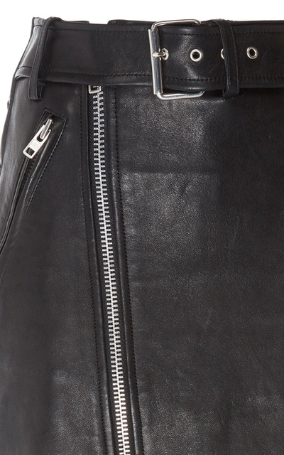 Shop Balenciaga Zip-detailed Leather Skirt In Black