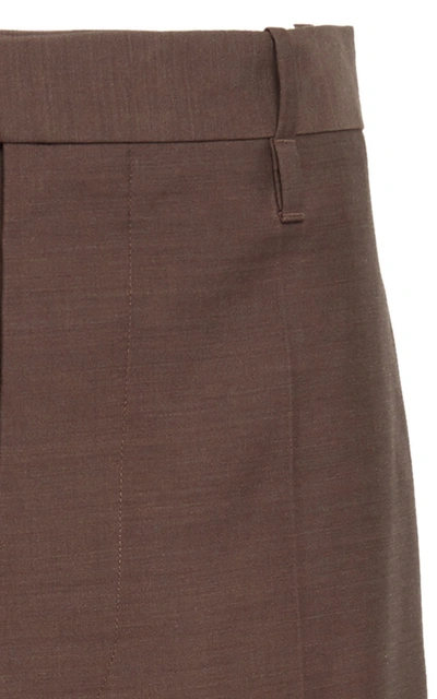 Shop Bottega Veneta Women's High-rise Straight-leg Wool Trouser In Brown