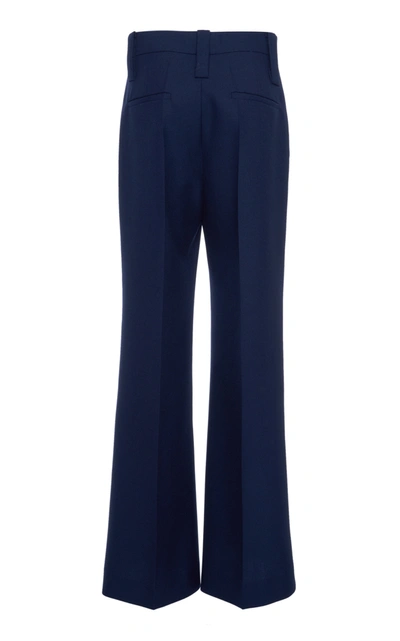 Shop Prada Women's High-rise Wide-leg Mohair Wool Pants In Brown,navy