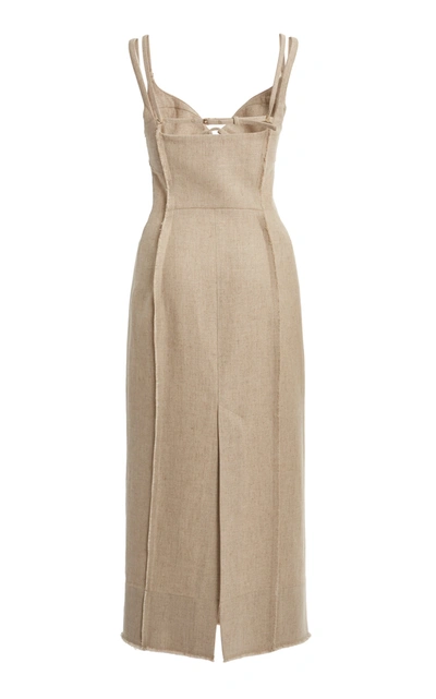 Shop Jacquemus Women's Valerie Woven Midi Dress In Neutral