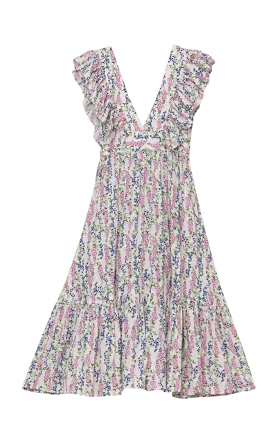 Shop Bytimo Women's Frill-trimmed Eco-jacquard Midi Dress In Floral