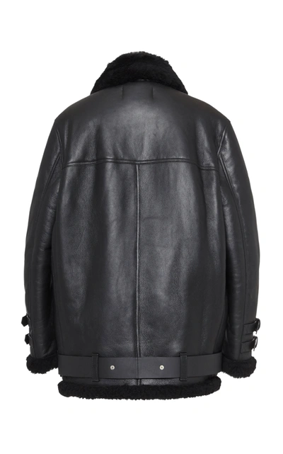 Shop Acne Studios Velocite Oversized Shearling Jacket In Black